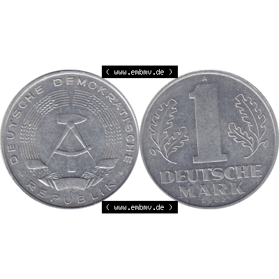DDR Münze Umlaufmünze / Kursmünze 1956-1963, A 1 Deutsche Mark 1962-01. Vorderseite und Rückseite horizontal rechts nebeneinander zusammengefügt als transparentes... Sammlung
