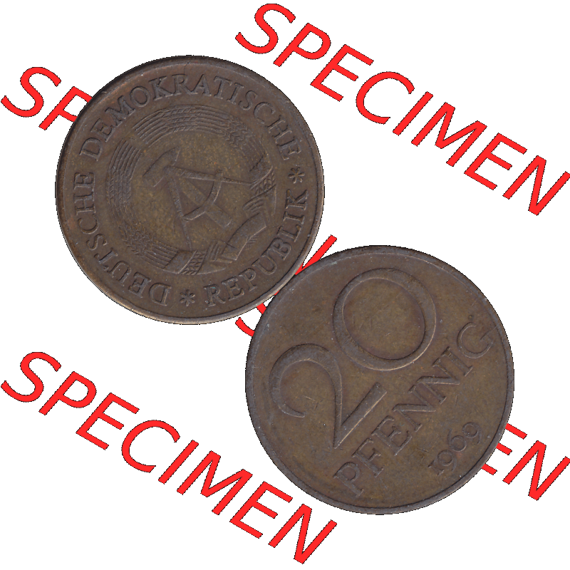 DDR Münze Umlaufmünze / Kursmünze 1969-1990, 20 Pfennig 1969-04, DDR-Telefonmünze. Vorderseite und Rückseite vertikal untereinander zusammengefügt als... Sammlung