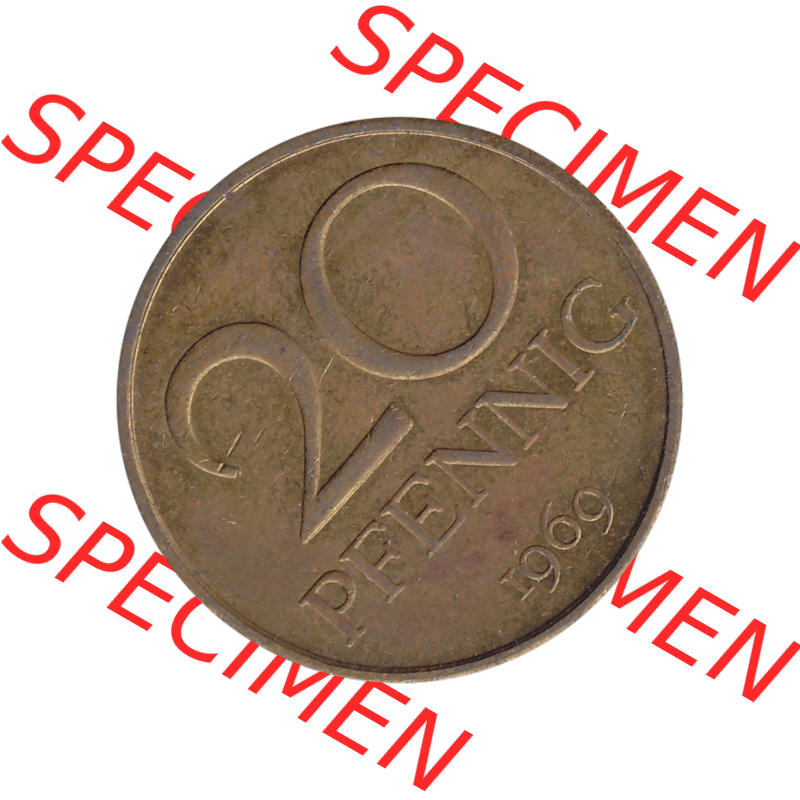 DDR Münze Umlaufmünze / Kursmünze 1969-1990, 20 Pfennig 1969-03, DDR-Telefonmünze. Rückseite als transparente PNG-Grafik - Bild-Material der 20-Pfennig Telefon-Münzen... Sammlung