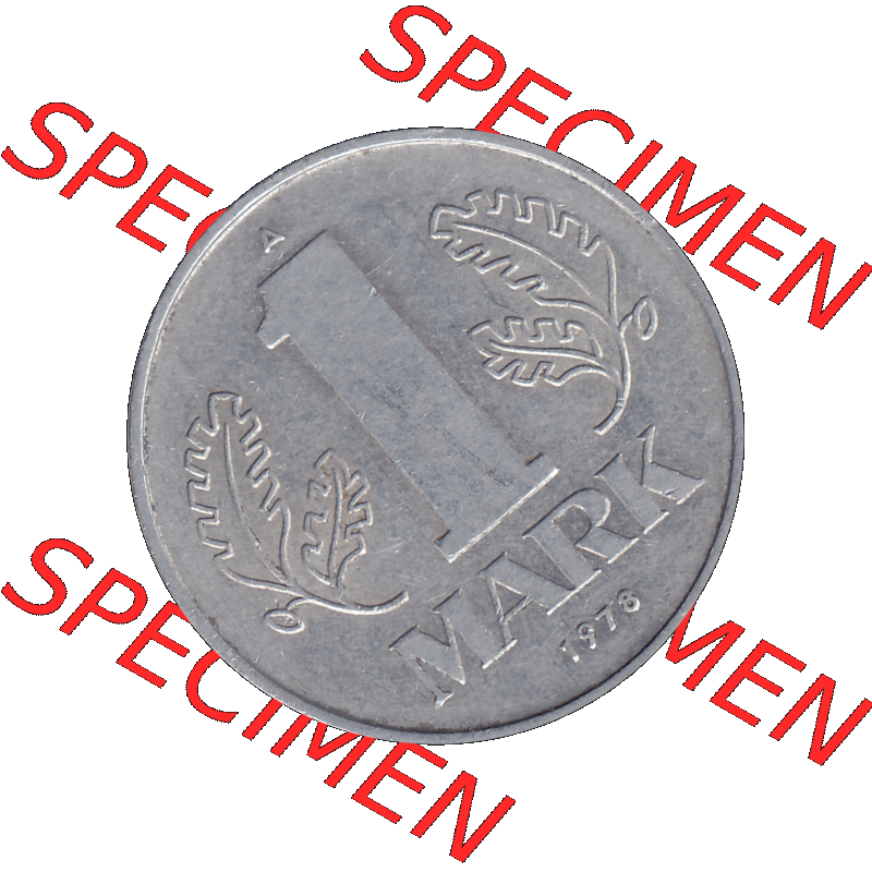 DDR Münze Umlaufmünze / Kursmünze 1972-1990, A 1 Mark 1978-01. Bildmaterial als transparente PNG-Grafik mit der Rückseite mit Wertzahl bzw. Nominalwert der 1... Sammlung