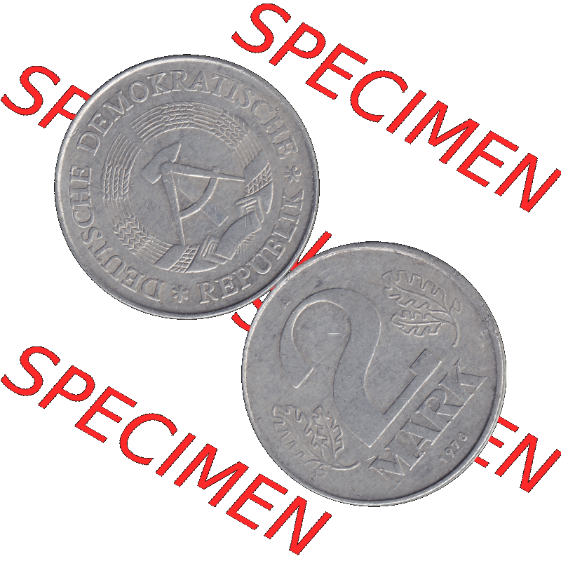 DDR Münze Umlaufmünze / Kursmünze 1972-1990, A 2 Mark 1978. Vorderseite und Rückseite vertikal untereinander zusammengefügt als transparente PNG-Grafik - Bild-Material... Sammlung
