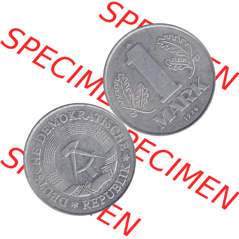 DDR Münze Umlaufmünze / Kursmünze 1972-1990, A 1 Mark 1978-02. Bildmaterial als transparente PNG-Grafik mit der Vorderseite und Rückseite horizontal rechts nebeneinander... Sammlung