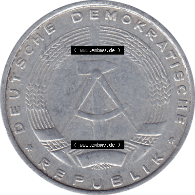 DDR Münze Umlaufmünze / Kursmünze 1968-1990, A 5 Pfennig 1968-01. Bildmaterial als transparente PNG-Grafik mit der Vorderseite der 5 / Fünf Pfennig DDR (GDR)... Sammlung