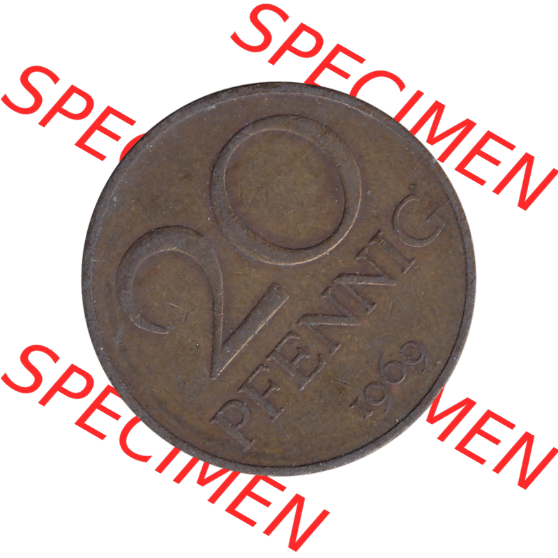 DDR Münze Umlaufmünze / Kursmünze 1969-1990, 20 Pfennig 1969-04, DDR-Telefonmünze. Rückseite als transparente PNG-Grafik - Bild-Material der 20-Pfennig Telefon-Münzen... Sammlung