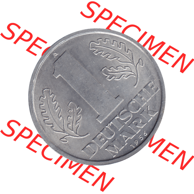 DDR Münze Umlaufmünze / Kursmünze 1956-1963, A 1 Deutsche Mark 1956-04. Bildmaterial als transparente PNG-Grafik mit der Rückseite mit Wertzahl bzw. Nominalwert... Sammlung