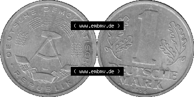 DDR Münze Umlaufmünze / Kursmünze 1956-1963, A 1 Deutsche Mark 1956 (Stück 5). Graustufen Bildmaterial als transparente PNG-Grafik... Sammlung