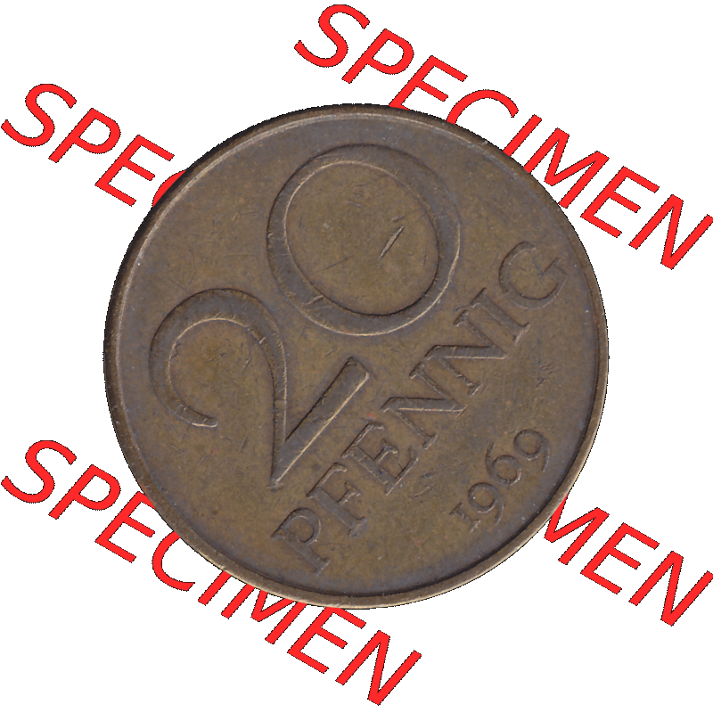 DDR Münze Umlaufmünze / Kursmünze 1969-1990, 20 Pfennig 1969-32, 1960er Jahre, DDR-Telefonmünze. Bildmaterial als transparente PNG-Grafik mit der Rückseite... Sammlung