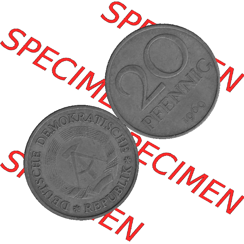DDR Münze Umlaufmünze / Kursmünze 1969-1990, 20 Pfennig 1969-43, 1960er Jahre, Graustufen. 20 Pfennig DDR Graustufen Bildmaterial als transparente PNG-Grafik... Sammlung