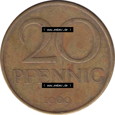 DDR Münze Umlaufmünze / Kursmünze 1969-1990, 20 Pfennig 1969-34, 1960er Jahre, DDR-Telefonmünze. Bildmaterial als transparente PNG-Grafik mit der Rückseite... Sammlung