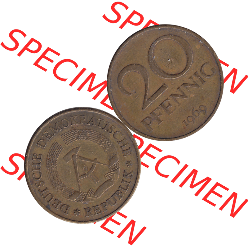 DDR Münze Umlaufmünze / Kursmünze 1969-1990, 20 / Zwanzig Pfennig 1969-31, 1960er Jahre, DDR-Telefonmünze. Bildmaterial als transparente PNG-Grafik... Sammlung