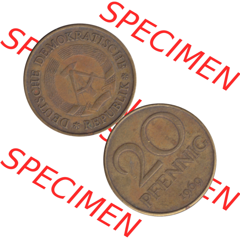 DDR Münze Umlaufmünze / Kursmünze 1969-1990, 20 Pfennig 1969-19, 1960er Jahre, DDR-Telefonmünze. Bild/Foto im transparenten PNG-Format einer einzigen... Sammlung