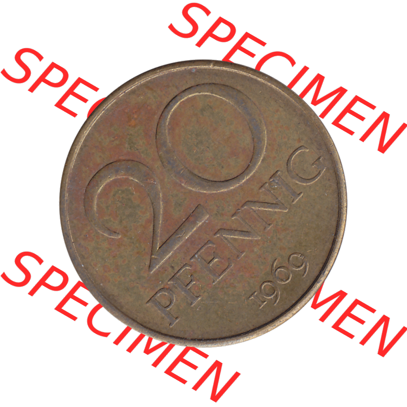 DDR Münze Umlaufmünze / Kursmünze 1969-1990, 20 Pfennig 1969-02, DDR-Telefonmünze. Rückseite als transparente PNG-Grafik - Bild-Material der 20-Pfennig Telefon-Münzen... Sammlung