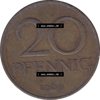 DDR Münze Umlaufmünze / Kursmünze 1969-1990, 20 Pfennig 1969-04, DDR-Telefonmünze. Rückseite als transparente PNG-Grafik - Bild-Material der 20-Pfennig Telefon-Münzen... Sammlung
