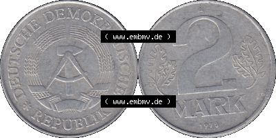 2 / Zwei-Mark Münzen der DDR, Bild-Material der Deutschen DDR Zwei-Mark Münzen Sammlung