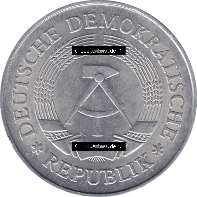 DDR Münze Umlaufmünze / Kursmünze 1972-1990, A 1 Mark 1977 (Stück 8). Bildmaterial als transparente PNG-Grafik mit der Vorderseite... Sammlung