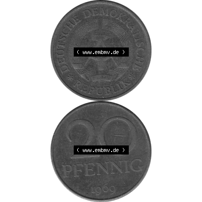 DDR Münze Umlaufmünze / Kursmünze 1969-1990, 20 Pfennig 1969-41, 1960er Jahre, Graustufen. 20 Pfennig DDR Graustufen Bildmaterial als transparente PNG-Grafik... Sammlung
