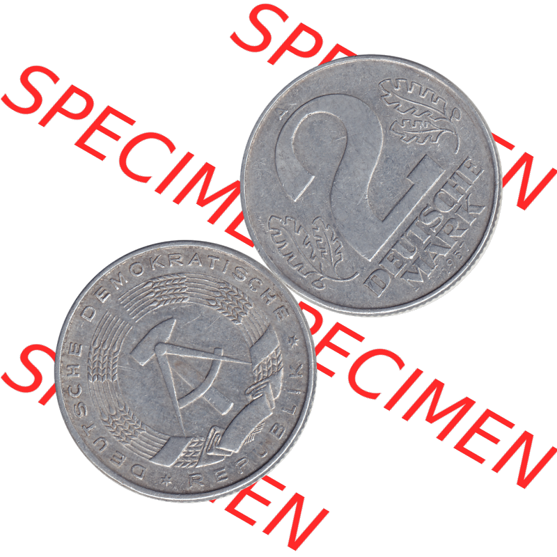 DDR Münze Umlaufmünze / Kursmünze 1957-1957, A 2 Deutsche Mark 1957-1. Vorderseite und Rückseite horizontal rechts nebeneinander zusammengefügt als transparentes... Sammlung