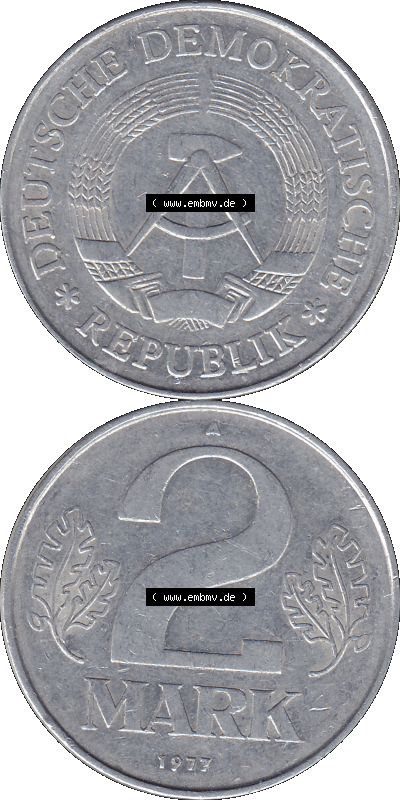 2 / Zwei-Mark Münzen der DDR, Bild-Material der Deutschen DDR Zwei-Mark Münzen Sammlung
