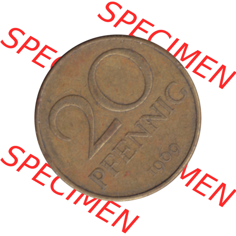 DDR Münze Umlaufmünze / Kursmünze 1969-1990, 20 Pfennig 1969-16, 1960er Jahre, DDR-Telefonmünze. Bildmaterial als transparente PNG-Grafik mit der Rückseite... Sammlung