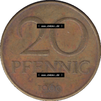 DDR Münze Umlaufmünze / Kursmünze 1969-1990, 20 Pfennig 1969-20, 1960er Jahre, DDR-Telefonmünze. Bildmaterial als transparente PNG-Grafik mit der Rückseite... Sammlung
