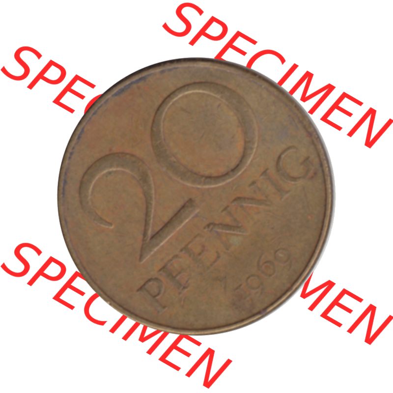 DDR Münze Umlaufmünze / Kursmünze 1969-1990, 20 Pfennig 1969-23, 1960er Jahre, DDR-Telefonmünze. Bildmaterial als transparente PNG-Grafik mit der Rückseite... Sammlung
