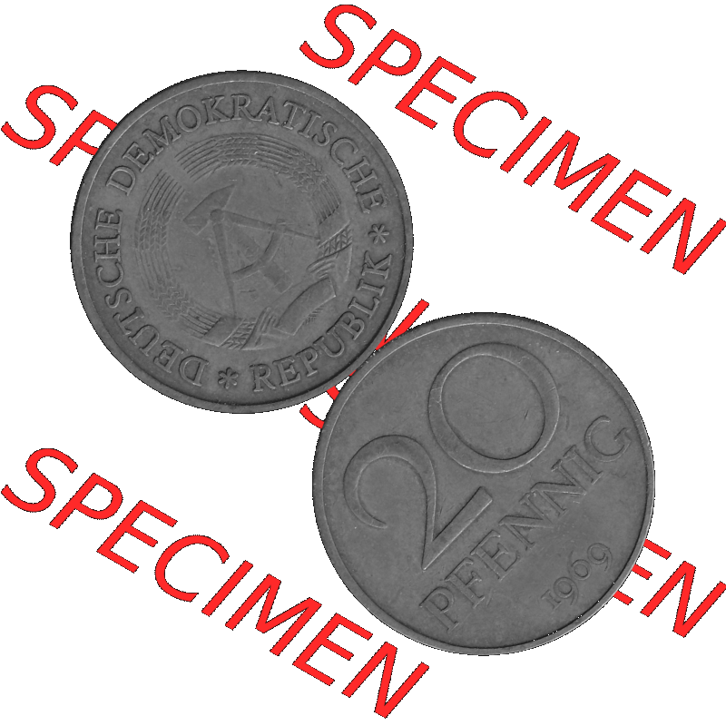 DDR Münze Umlaufmünze / Kursmünze 1969-1990, 20 Pfennig 1969-43, 1960er Jahre, Graustufen. 20 Pfennig DDR Graustufen Bildmaterial als transparente PNG-Grafik... Sammlung