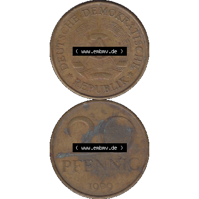 DDR Münze Umlaufmünze / Kursmünze 1969-1990, 20 Pfennig 1969-29, 1960er Jahre, DDR-Telefonmünze. Bildmaterial als transparente PNG-Grafik mit der Vorderseite... Sammlung
