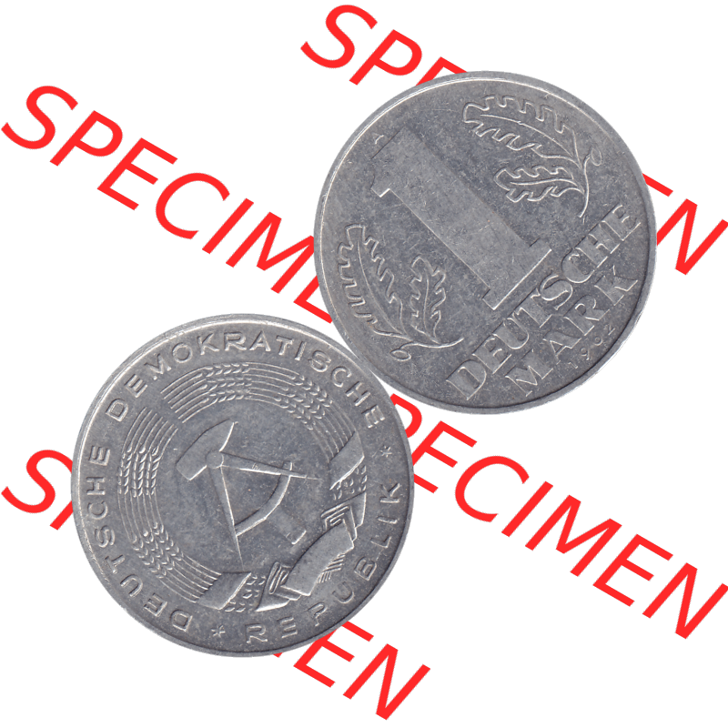 DDR Münze Umlaufmünze / Kursmünze 1956-1963, A 1 Deutsche Mark 1962-01. Bildmaterial als transparente PNG-Grafik mit der Vorderseite und Rückseite horizontal rechts... Sammlung