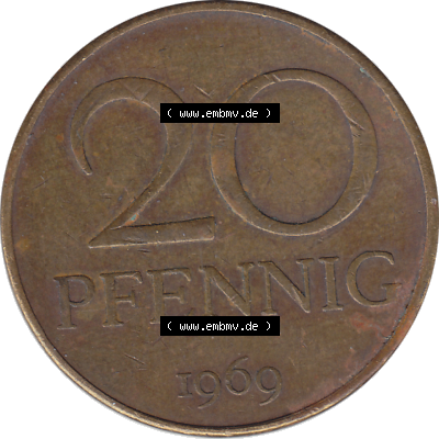 DDR Münze Umlaufmünze / Kursmünze 1969-1990, 20 Pfennig 1969-36, 1960er Jahre, DDR-Telefonmünze. Bildmaterial als transparente PNG-Grafik mit der Rückseite... Sammlung