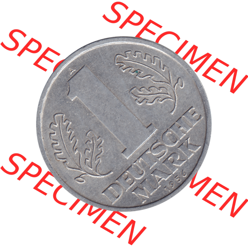 DDR Münze Umlaufmünze / Kursmünze 1956-1963, A 1 Deutsche Mark 1956-08. Bildmaterial als transparente PNG-Grafik mit der Rückseite mit Wertzahl bzw. Nominalwert... Sammlung