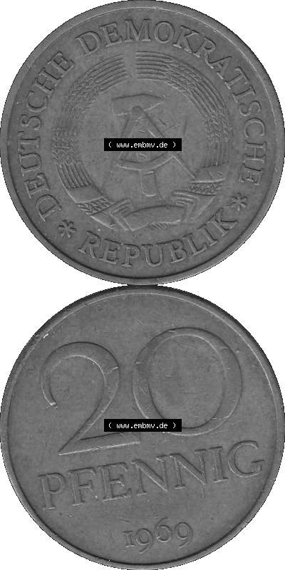 20 Pfennig DDR Graustufen Bildmaterial als transparente PNG-Grafik in Graustufen Sammlung