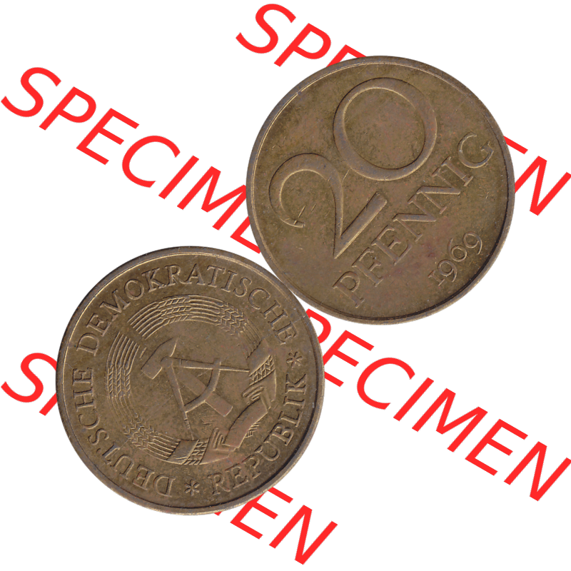 DDR Münze Umlaufmünze / Kursmünze 1969-1990, 20 / Zwanzig Pfennig 1969-03, DDR-Telefonmünze. Bildmaterial 1969 der 1960er Jahre der 20 Pfennig Münze... Sammlung