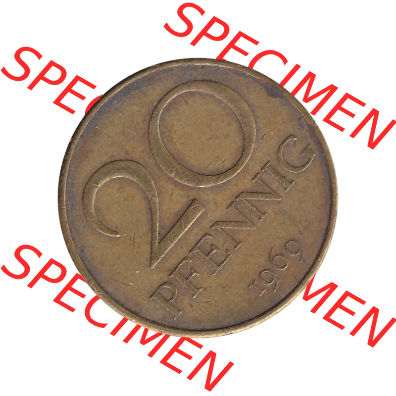DDR Münze Umlaufmünze / Kursmünze 1969-1990, 20 Pfennig 1969-33, 1960er Jahre, DDR-Telefonmünze. Bildmaterial als transparente PNG-Grafik mit der Rückseite... Sammlung
