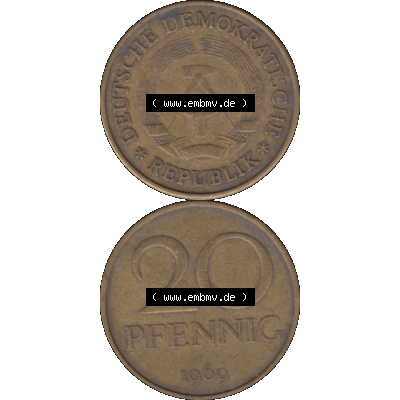 DDR Münze Umlaufmünze / Kursmünze 1969-1990, 20 Pfennig 1969-21, 1960er Jahre, DDR-Telefonmünze. Bild/Foto im transparenten PNG-Format einer einzigen... Sammlung