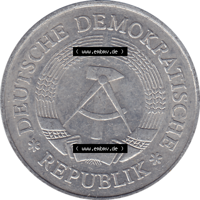 DDR Münze Umlaufmünze / Kursmünze 1972-1990, A 1 Mark 1977-01. Vorderseite als transparente PNG-Grafik der 1-Mark Münzen der DDR. Hier im online Katalog befinden... Sammlung
