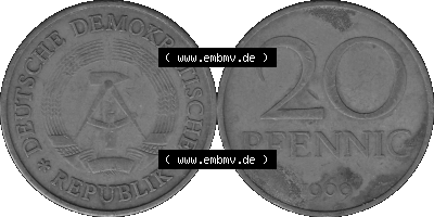 20 Pfennig DDR Graustufen Bildmaterial als transparente PNG-Grafik in Graustufen Sammlung