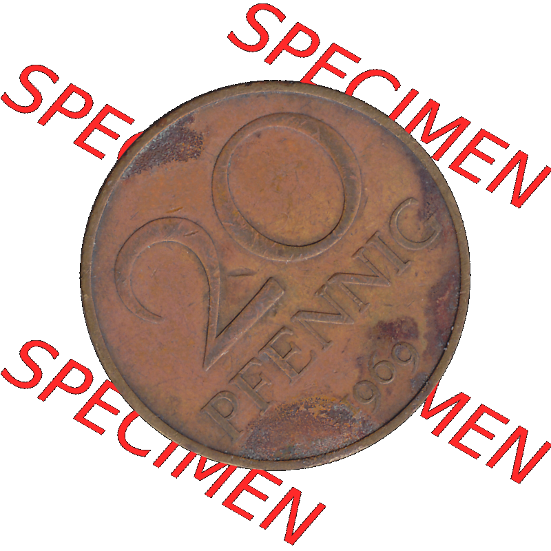 DDR Münze Umlaufmünze / Kursmünze 1969-1990, 20 Pfennig 1969-42, 1960er Jahre, DDR-Telefonmünze. Bildmaterial als transparente PNG-Grafik mit der Rückseite... Sammlung