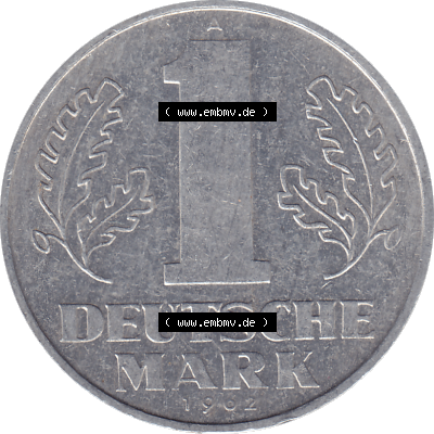 DDR Münze Umlaufmünze / Kursmünze 1956-1963, A 1 Deutsche Mark 1962 (Stück 1). Bildmaterial als transparente PNG-Grafik mit... Sammlung