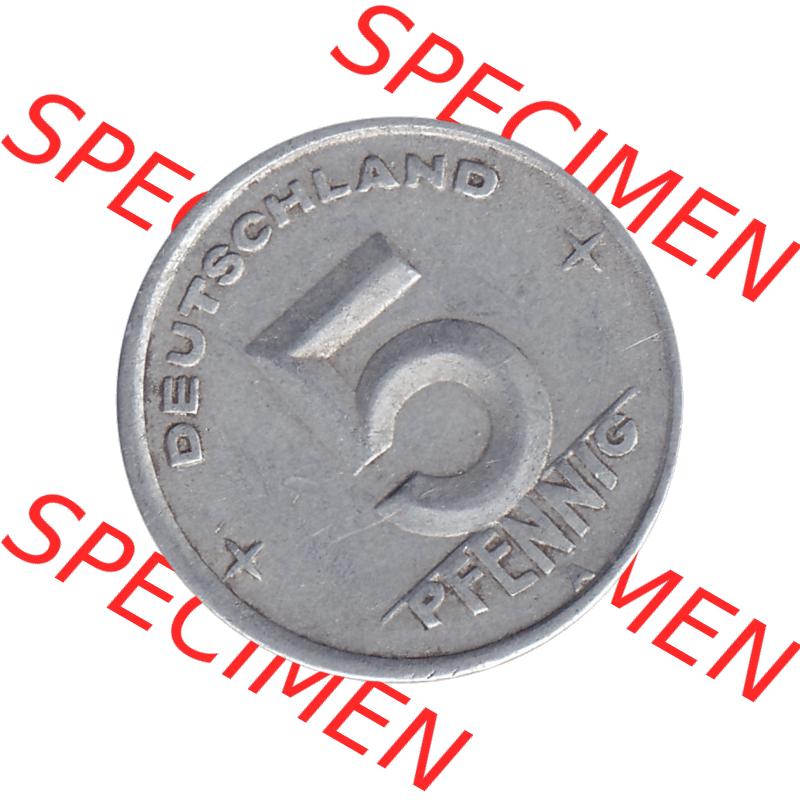 DDR Münze Umlaufmünze / Kursmünze 1948-1950, A 5 Pfennig 1948-01. Bildmaterial als transparente PNG-Grafik mit der Rückseite mit Wertzahl bzw. Nominalwert der... Sammlung