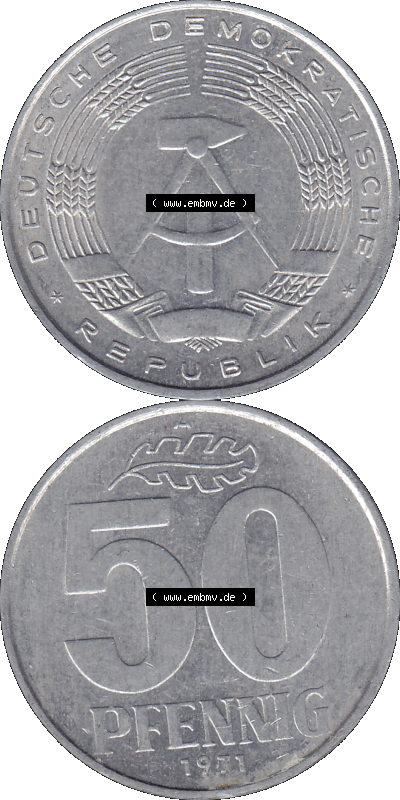 50 / Fünfzig Pfennig-Stücke, bzw. Münzen der DDR Sammlung