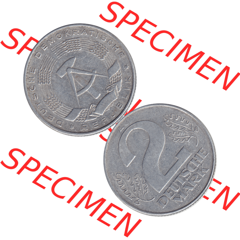 DDR Münze Umlaufmünze / Kursmünze 1957-1957, A 2 Deutsche Mark 1957-1. Vorderseite und Rückseite vertikal untereinander zusammengefügt als transparente PNG-Grafik... Sammlung