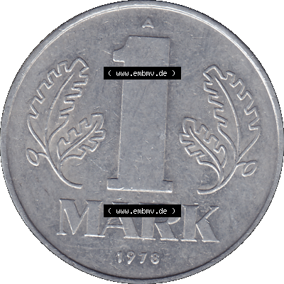 DDR Münze Umlaufmünze / Kursmünze 1972-1990, A 1 Mark 1978 (Stück 2). Bildmaterial als transparente PNG-Grafik mit der Rückseite... Sammlung