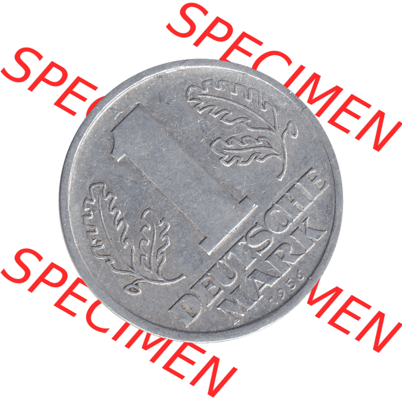 DDR Münze Umlaufmünze / Kursmünze 1956-1963, A 1 Deutsche Mark 1956-01. Rückseite als transparente PNG-Grafik - Bild-Material der 1-Mark Münzen der DDR.... Sammlung