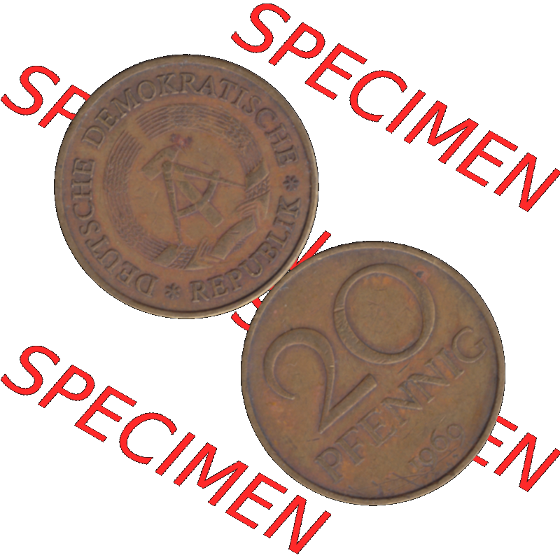 DDR Münze Umlaufmünze / Kursmünze 1969-1990, 20 Pfennig 1969-18, 1960er Jahre, DDR-Telefonmünze. Bild/Foto im transparenten PNG-Format einer einzigen... Sammlung