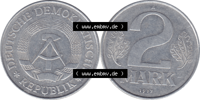 2 / Zwei-Mark Münzen der DDR, Bild-Material der Deutschen DDR Zwei-Mark Münzen Sammlung