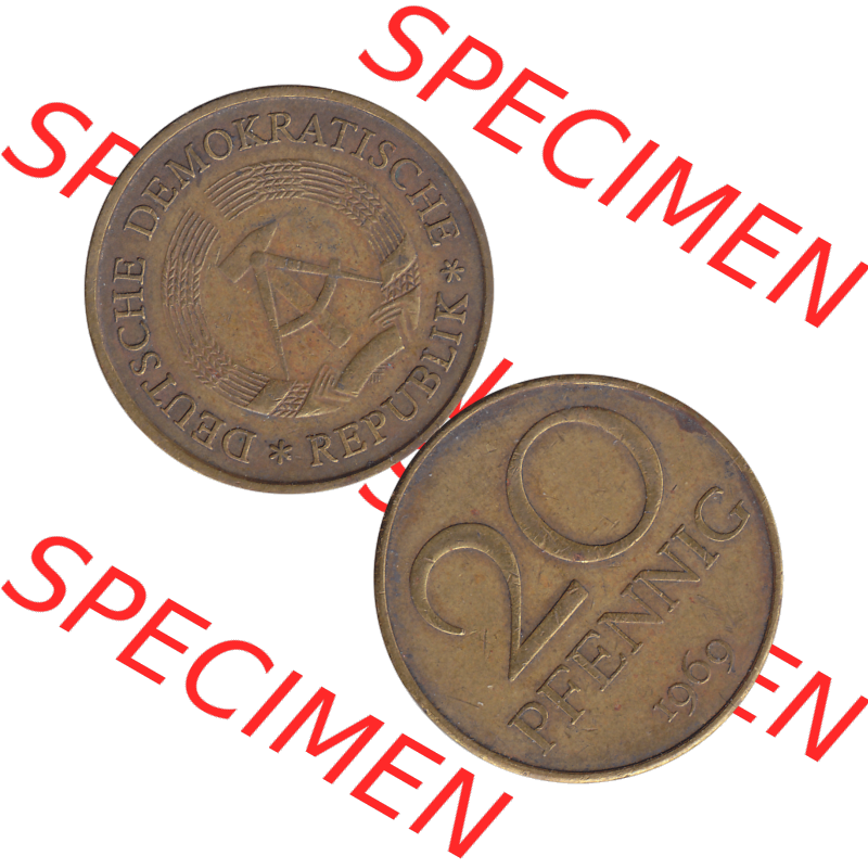 DDR Münze Umlaufmünze / Kursmünze 1969-1990, 20 Pfennig 1969-33, 1960er Jahre, DDR-Telefonmünze. Bildmaterial als transparente PNG-Grafik mit der Vorderseite... Sammlung