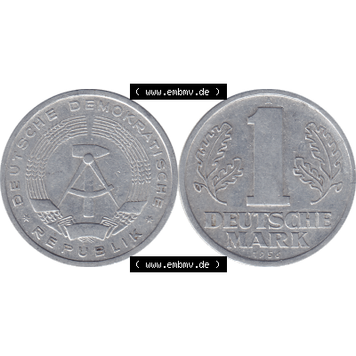DDR Münze Umlaufmünze / Kursmünze 1956-1963, A 1 Deutsche Mark 1956-01. Vorderseite und Rückseite horizontal rechts nebeneinander zusammengefügt als transparentes... Sammlung