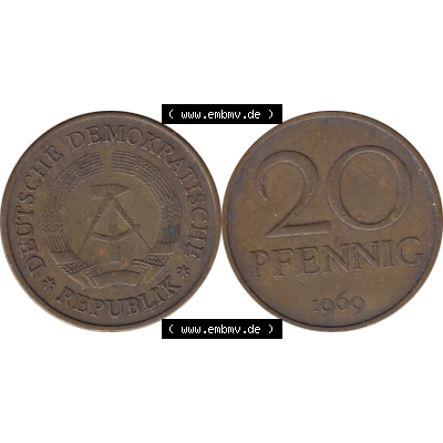 DDR Münze Umlaufmünze / Kursmünze 1969-1990, 20 / Zwanzig Pfennig 1969-28, 1960er Jahre, DDR-Telefonmünze. Bildmaterial als transparente PNG-Grafik... Sammlung