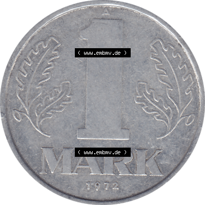 DDR Münze Umlaufmünze / Kursmünze 1972-1990, A 1 Mark 1972 (Stück 1). Bildmaterial als transparente PNG-Grafik mit der Rückseite... Sammlung