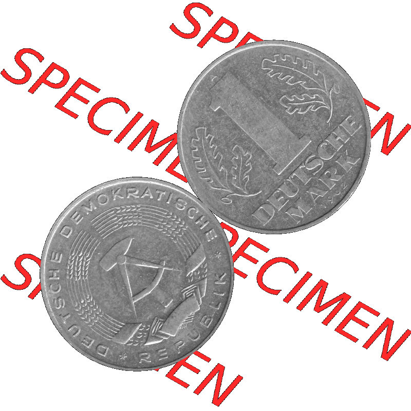 DDR Münze Umlaufmünze / Kursmünze 1956-1963, A 1 Deutsche Mark 1962-01. Graustufen Bildmaterial als transparente PNG-Grafik mit der Vorderseite und Rückseite horizontal... Sammlung